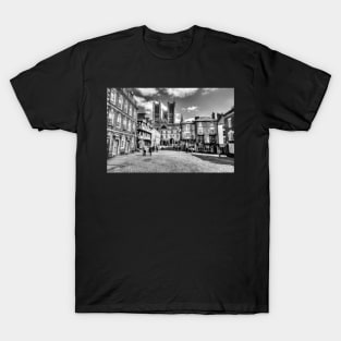 Lincoln Cathedral From Castle Square Black And White T-Shirt